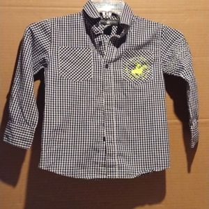 Beverly hills polo club checkered navy boys md. Long sleeve shirt